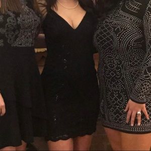 Black lace and sequin mini dress!
